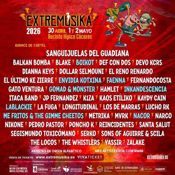 Extremúsika 2026 | Cartel, entradas, horarios y alojamiento