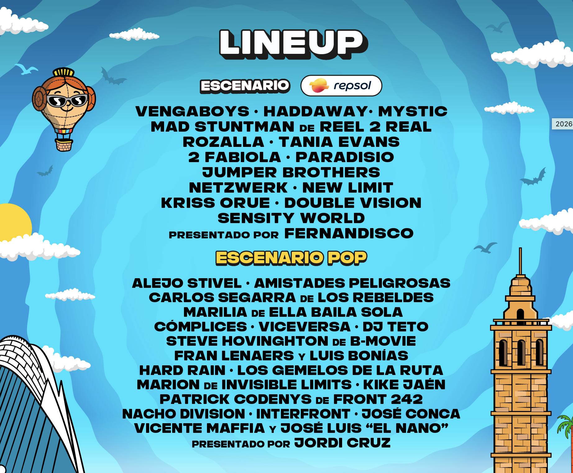 Love the 90’s Valencia 2026 | Cartel, entradas, horarios y alojamiento