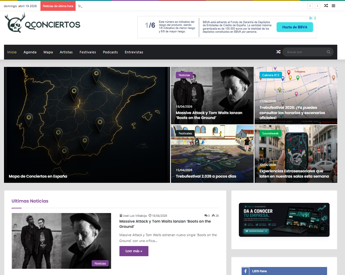 Vista promocional de Qconciertos