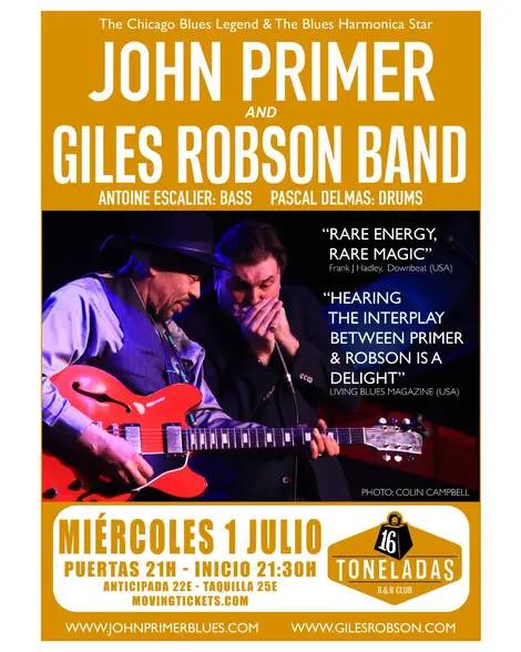 John Primer and Giles Robson Band en 16 Toneladas (València)