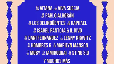 Cartel oficial con la programación de conciertos del Icónica Santalucía Sevilla Fest 2026 en la Plaza de España de Sevilla