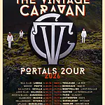 Cartel oficial de la gira PORTALS 2OUR de The Vintage Caravan en España en 2026, con conciertos en Sevilla, Valencia, Zaragoza, Madrid, Vitoria y Barcelona.
