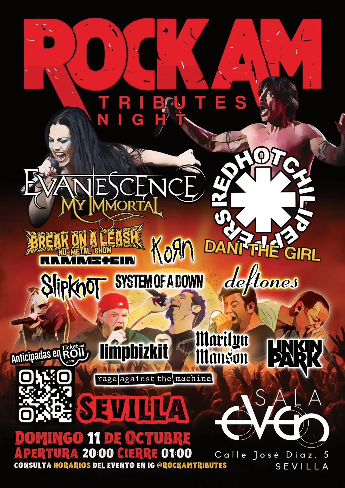Cartel Rock AM Tributes Night Sala Even Sevilla 11 Octubre 2026