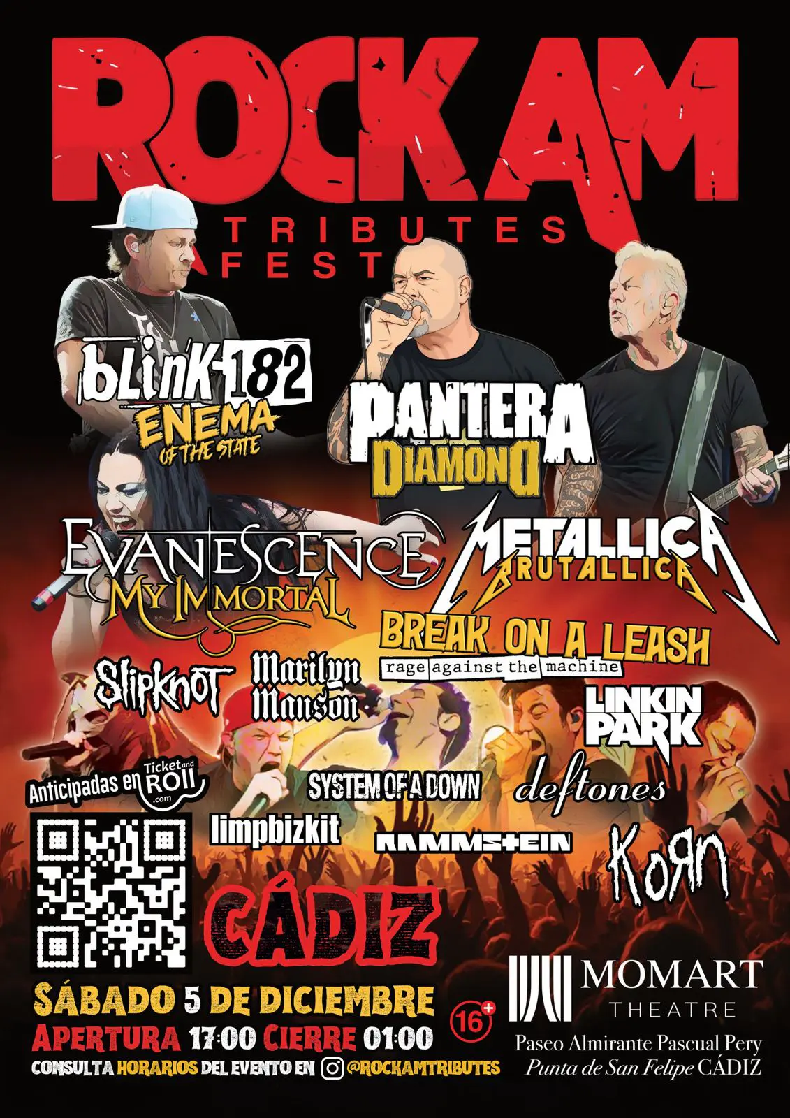 Cartel oficial Rock AM Tributes Fest en Momart Theatre Cádiz 2026