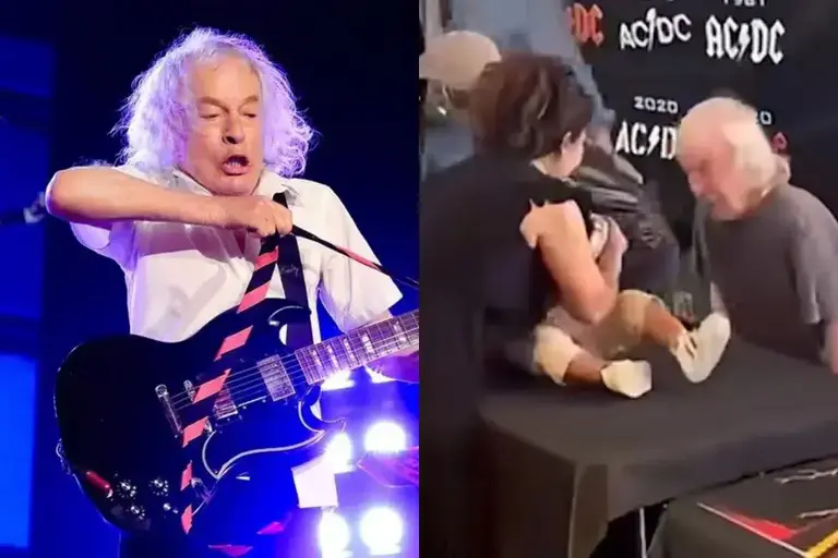 Angus Young autógrafo bebé AC/DC en QConciertos