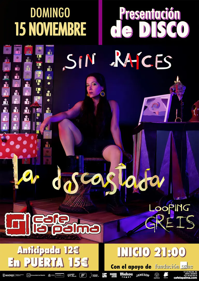 Cartel oficial de Looping GREIS en Café La Palma Madrid