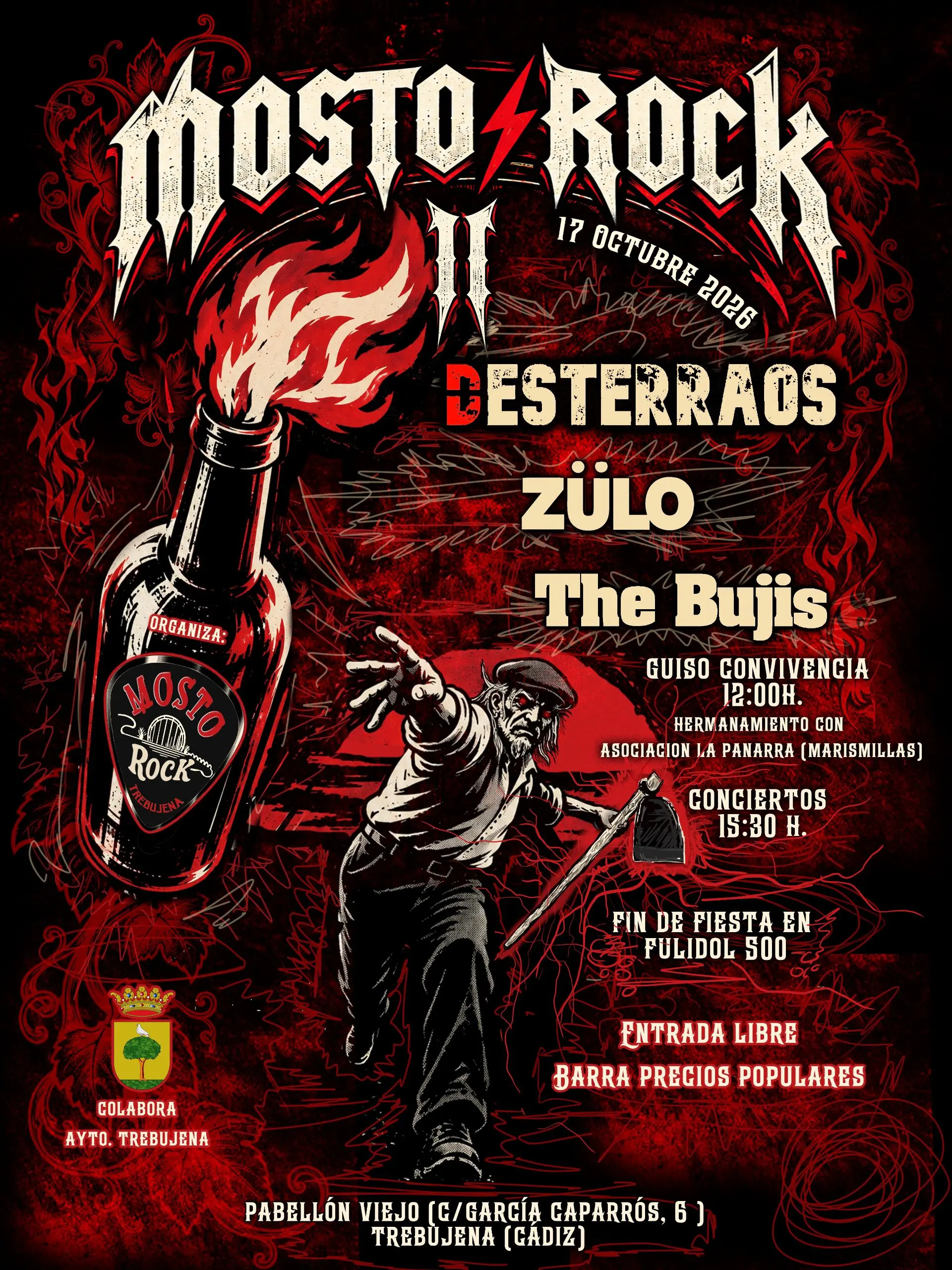 Cartel Oficial Festival Mosto Rock II en Trebujena (Cádiz)