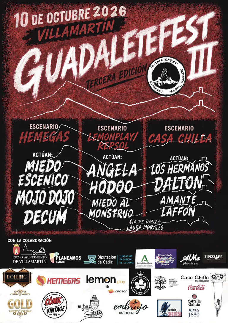 Cartel oficial del festival Guadaletefest III 2026 en Villamartín (Cádiz)
