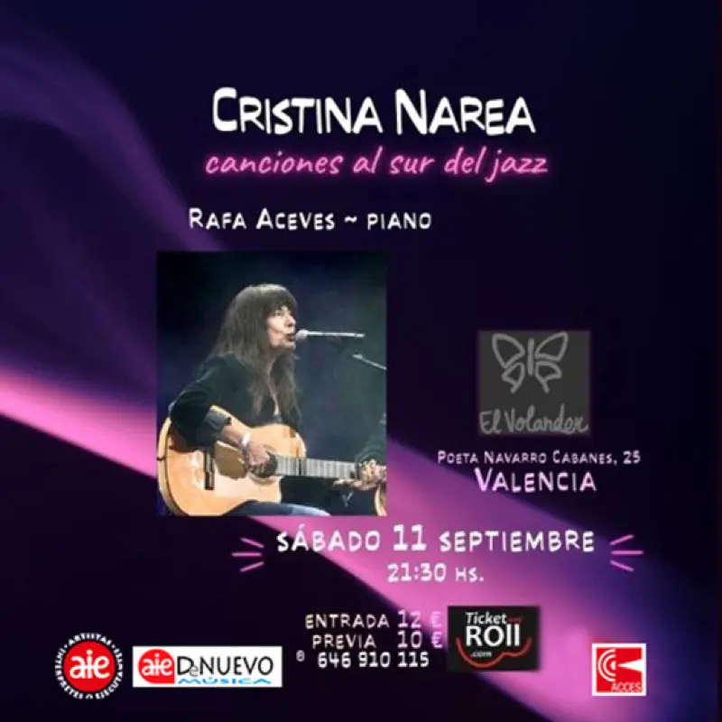 Cartel oficial de Cristina Narea en El Volander Valencia
