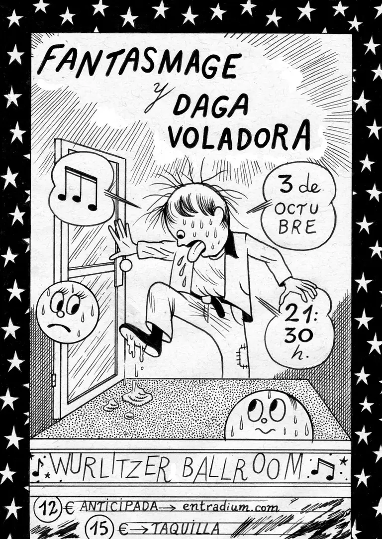 Cartel oficial de Fantasmage y Daga Voladora en Wurlitzer Ballroom Madrid