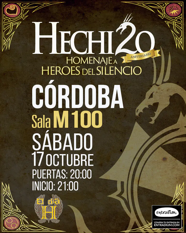 Cartel Hechizo Homenaje a Héroes del Silencio en Sala M100 Córdoba 2026