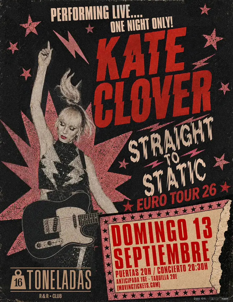 Cartel de Kate Clover en 16 Toneladas (Valencia)