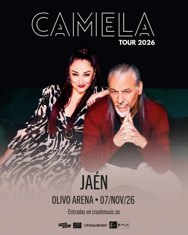 Cartel oficial de Camela y Xerach en Palacio de Deportes Olivo Arena Jaén