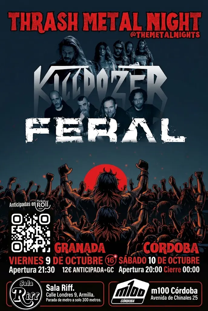 Killdozer y Feral desata una tormenta de metal extremo en Granada y Córdoba con Thrash Metal Night