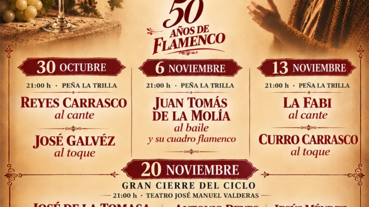 XXIII Ciclo de Flamenco y Mosto Peña Cultural Flamenca La Trilla 50 años de Flamenco